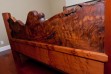 Custom-made redwood burl footboard. Cats paw on lower-foot board. All wood materials available here. Buy the wood alone; or we can create your custom-crafted beauty!