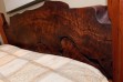Custom-made redwood burl headboard. Our inventory has unique coloring from sunken hybernation in Big River, Mendocino County, for over 135 years! We create custom-built beauties, or ship to your builder. We ship worldwide!