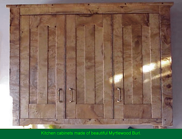 Myrtlewood Burl Kitchen Cabinets